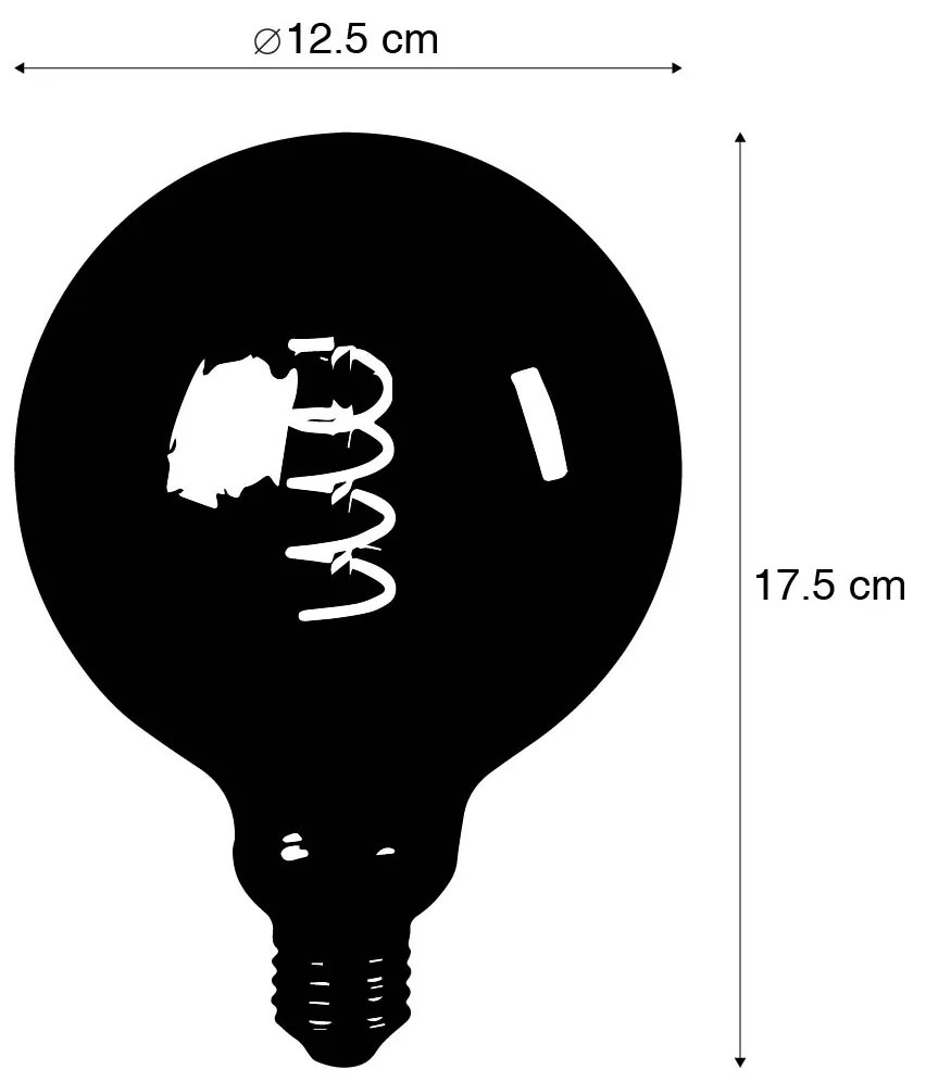 Zestaw 5 żarówek LED E27 z przyciemnianiem, filament skręcony, G125, dymione, 4W, 120lm, 1800K