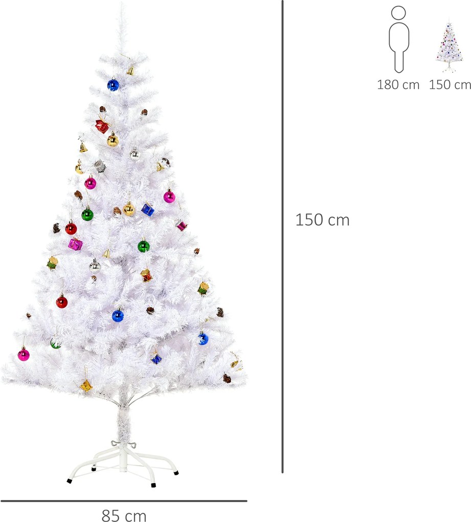 Choinka sztuczna biała 150 cm ze stojakiem HOMCOM | Aosom PL