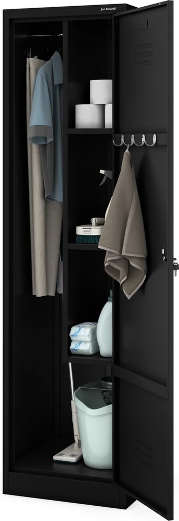 Metalowa szafa gospodarcza wąska Agnes 50x50x185 cm, czarna