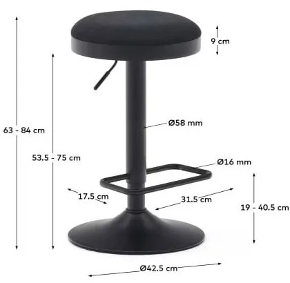 Czarne hokery zestaw 2 szt. 58 cm Zaib – Kave Home