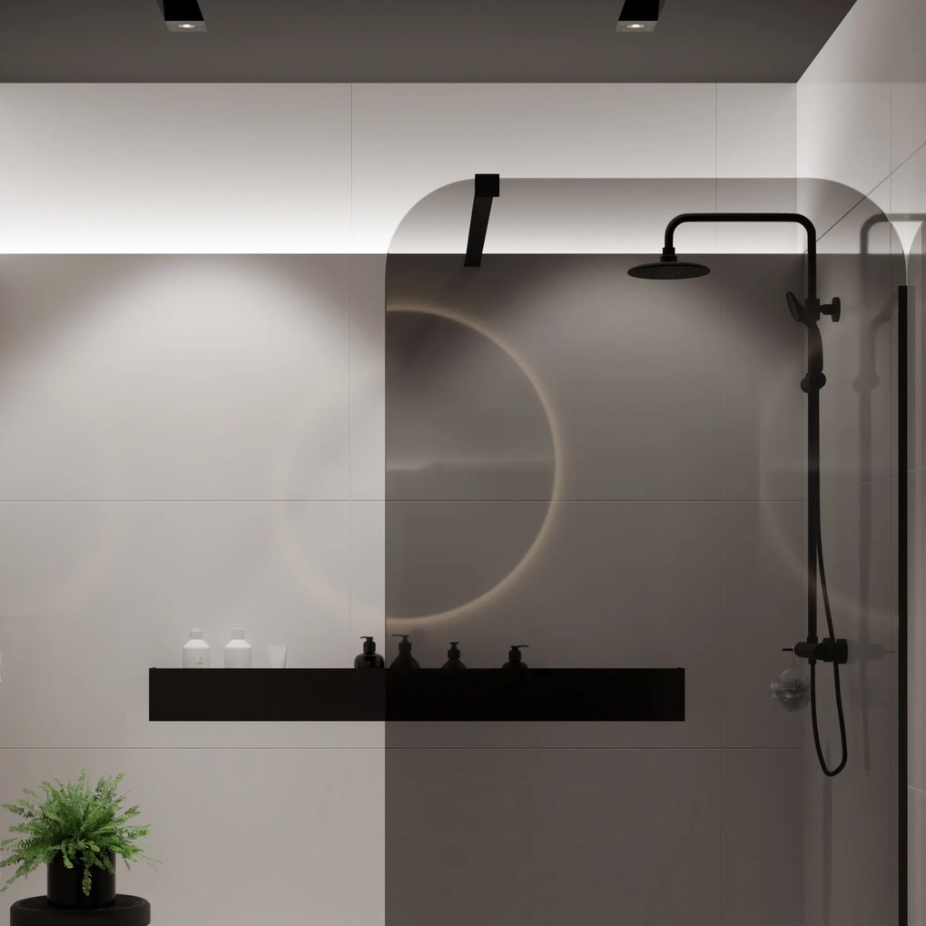 Ścianka prysznicowa WALK IN FIX grafitowa 8 mm MOLIS Grafit Square MASSI I Różne rozmiary : Kolor profili kabiny - złoty, Szerokość ścianki - 120 cm, Typ montażu - WALK in FIX (Do ściany)