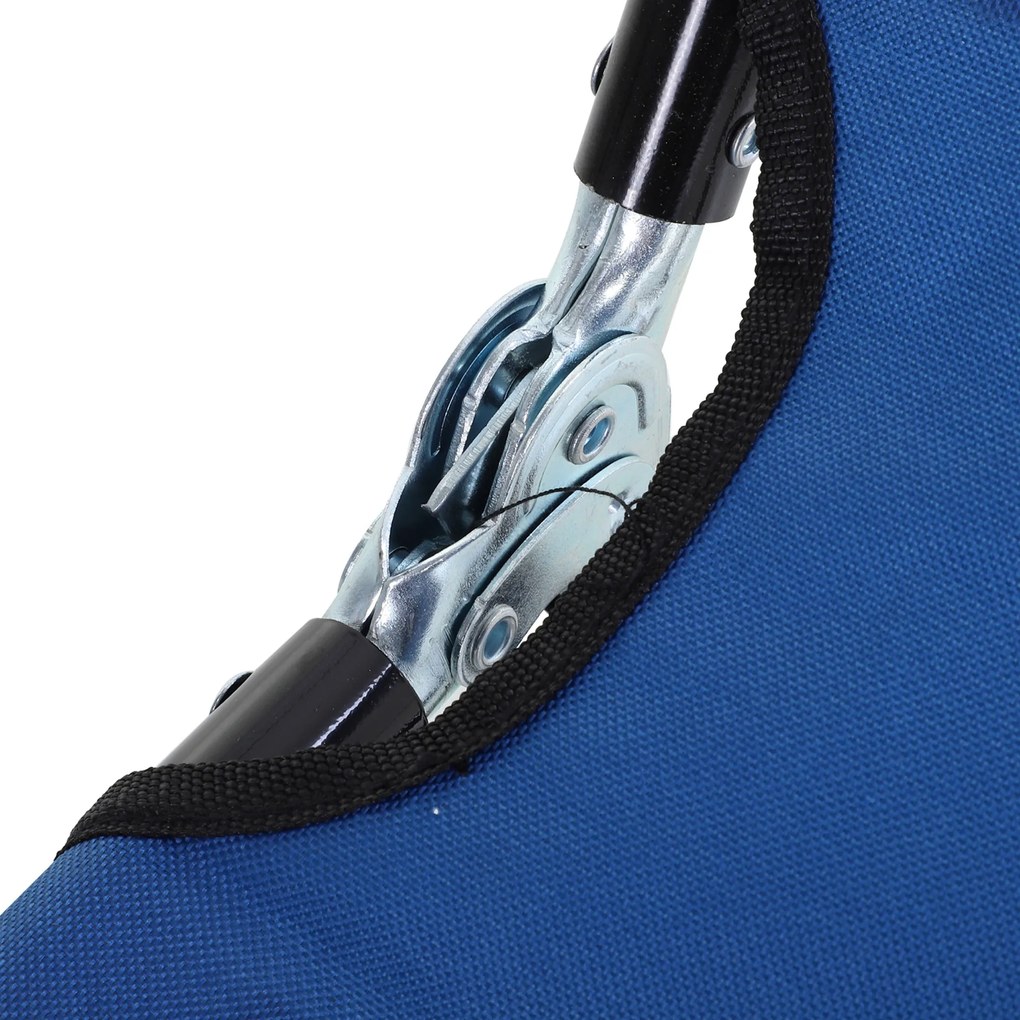 Outsunny Leżak Ogrodowy Niebieski Stalowy Regulowane Oparcie Komfort na Balkonie i Kempingu 188x56x28cm | Aosom PL