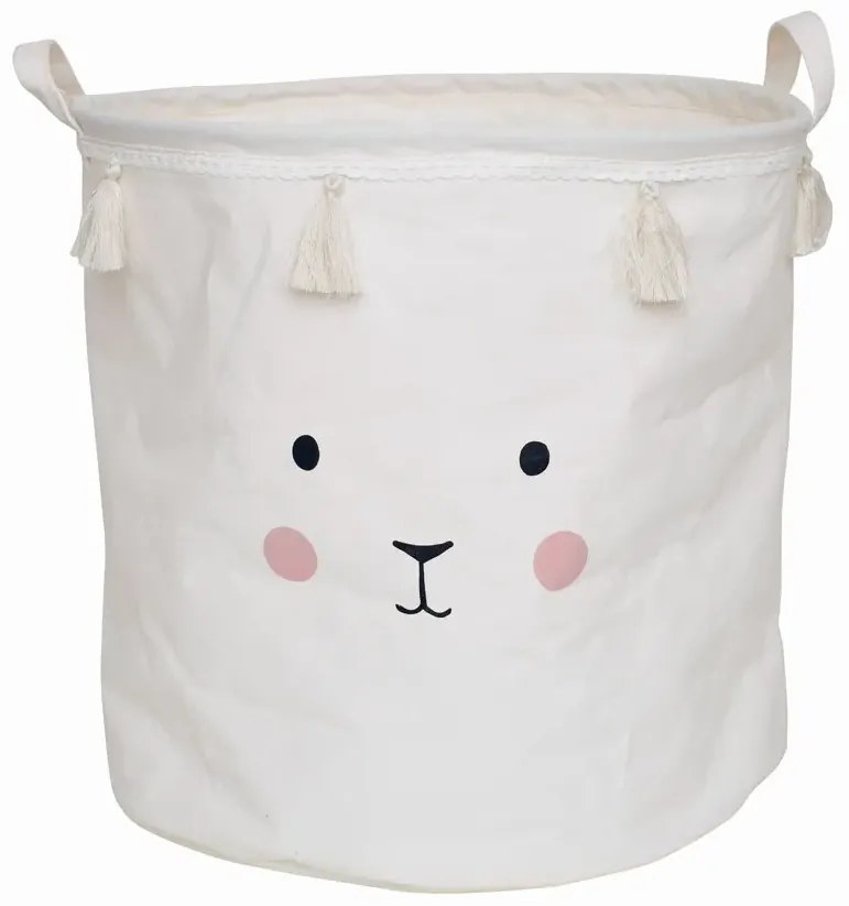 Biały okrągły kosz na zabawki z uchwytami M6-E25