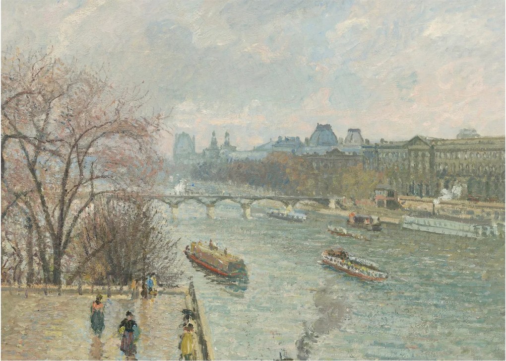 Obraz - Camille Pissarro, The Louvre, Afternoon, Rainy Weather, reprodukcje (70x50 cm)