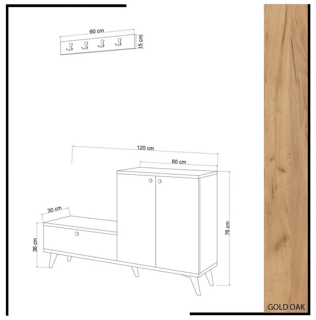 Zestaw do przedpokoju Evva White and Oak
