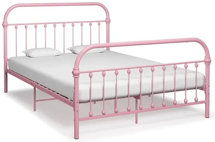Różowe metalowe łóżko loftowe 120x200 cm F8-P67