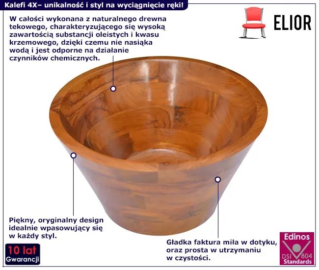 Drewniana umywalka nablatowa B4-N04