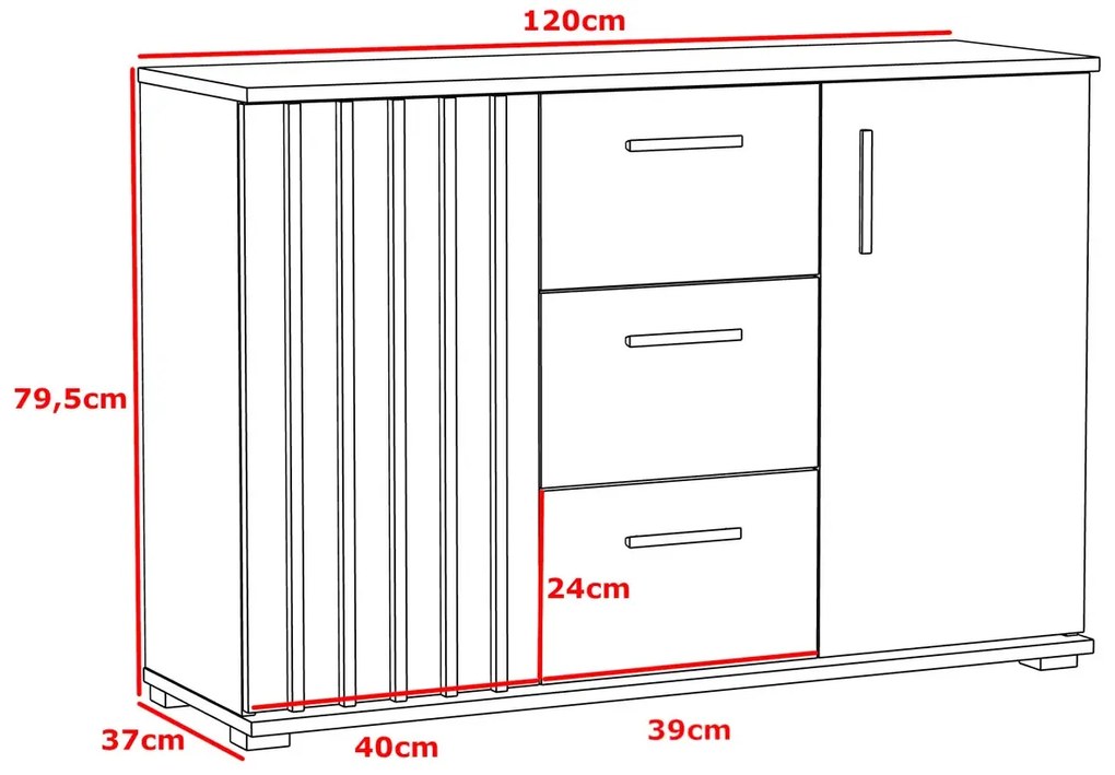 Komoda z lamelami 120 cm - Igiz 5X