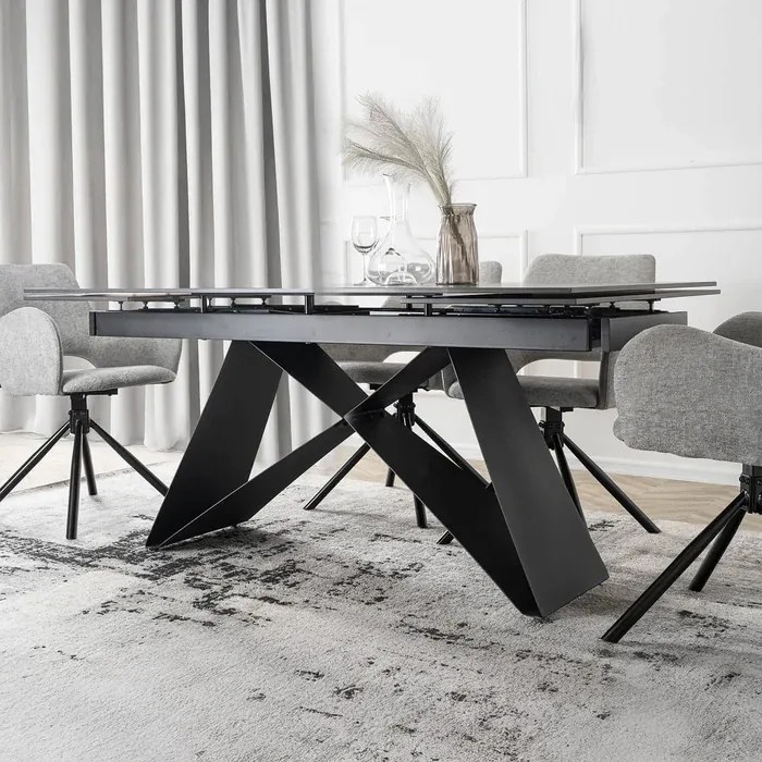 Stół Rozkładany Prostokątny VICTOR 160-240 cm Ceramiczny Czarny do Jadalni Loft