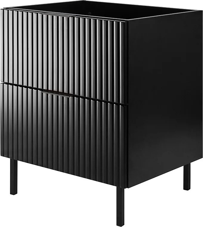 Szafka pod umywalkę, Czarny, 60 x 77 x 46 cm, uchwyt czarny, nogi czarne, bez blatu