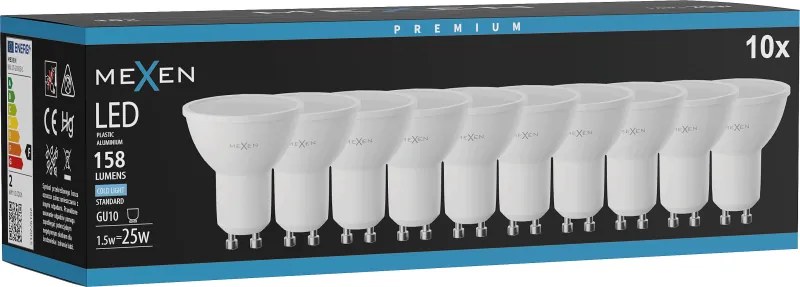 Mexen Nova 10x żarówka LED GU10, 1,5W, Zimna - 6500K, 158 lm - L107-GU10-0165-01x10