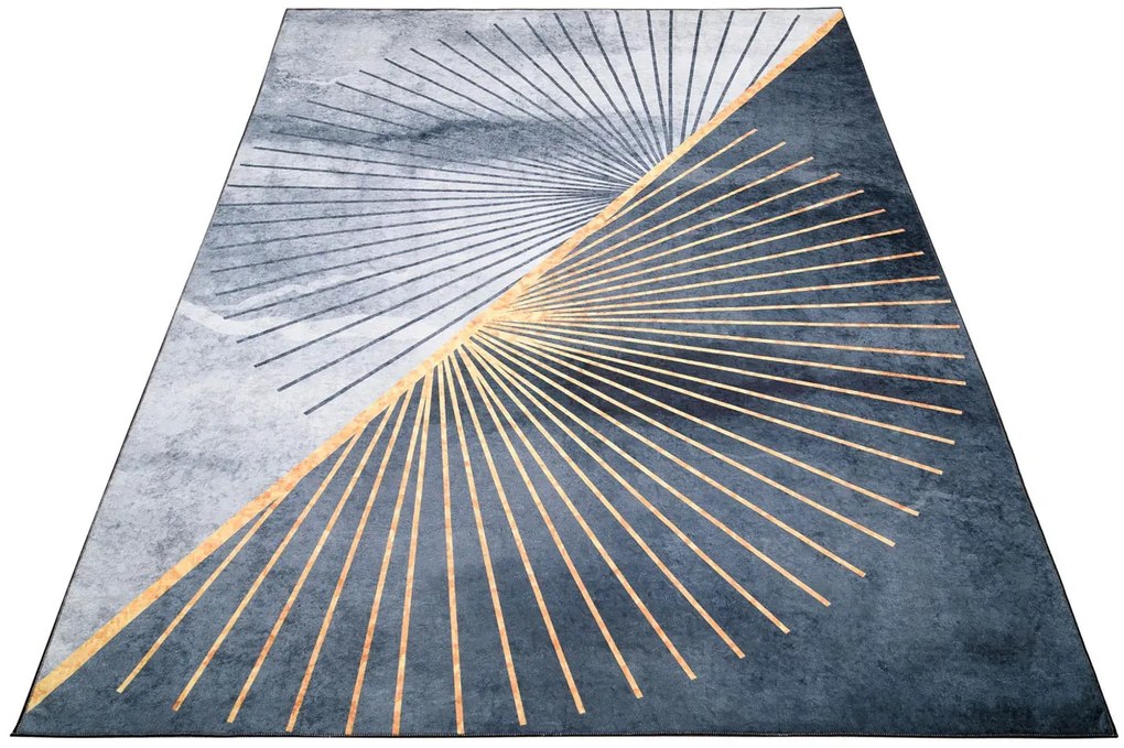 Szary dywan glamour ze złotym wzorem W5-M20