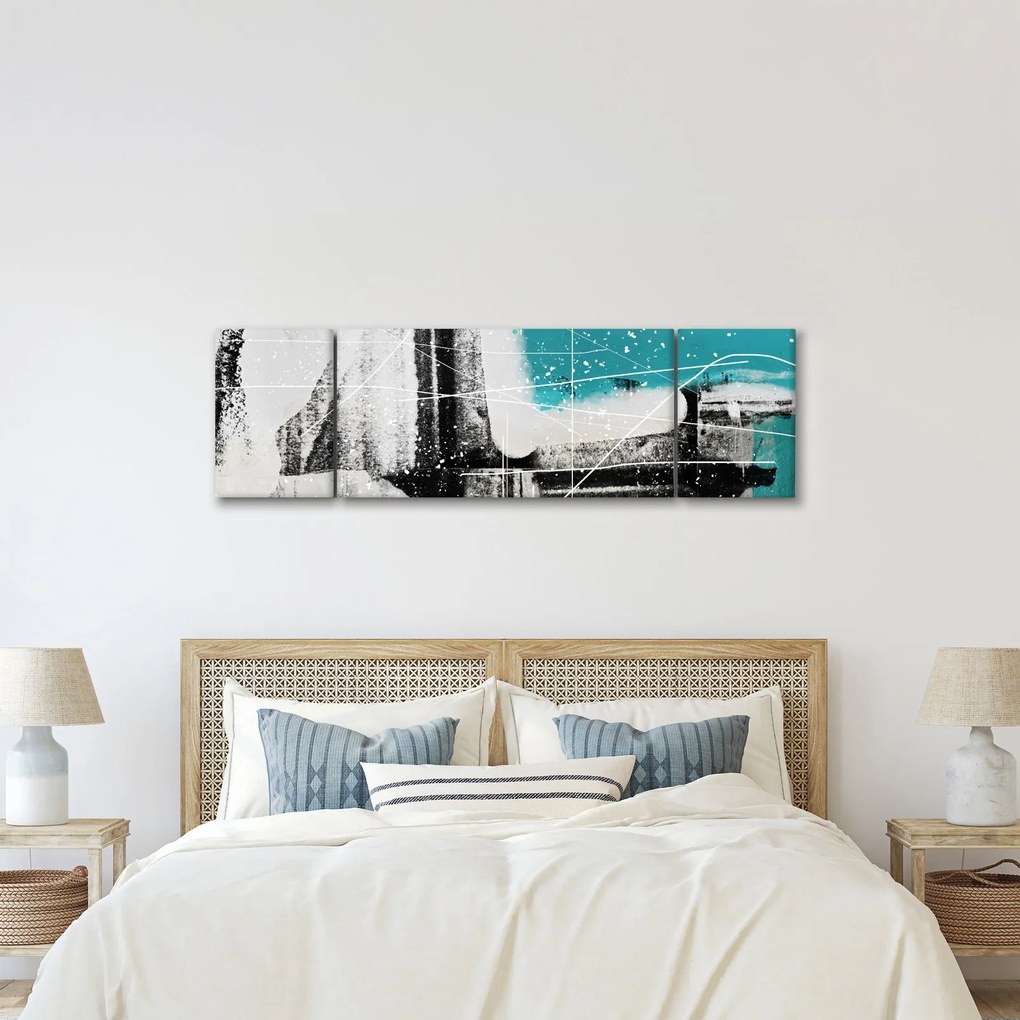 Obraz - Turkusowa abstrakcja (170x50 cm)