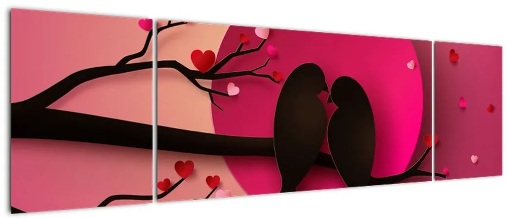 Obraz - Zakochane ptaki (170x50 cm)