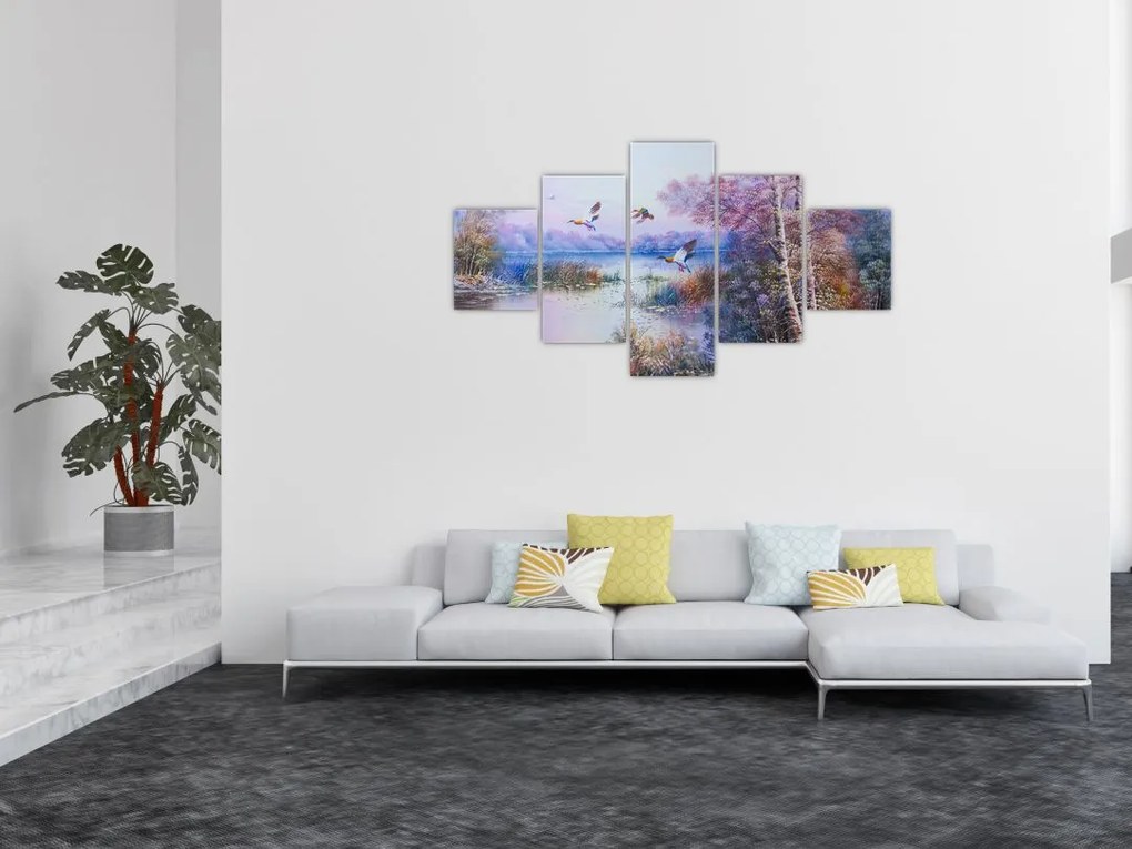 Obraz - Idzie jesień, obraz olejny (125x70 cm)