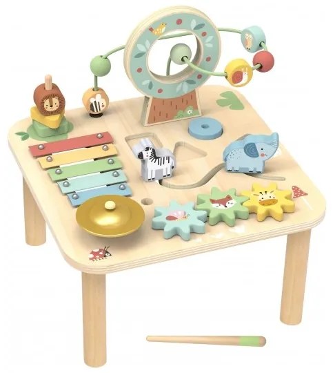 Woopie green drewniany stolik edukacyjny muzyczny labirynt sensoryczny 5w1