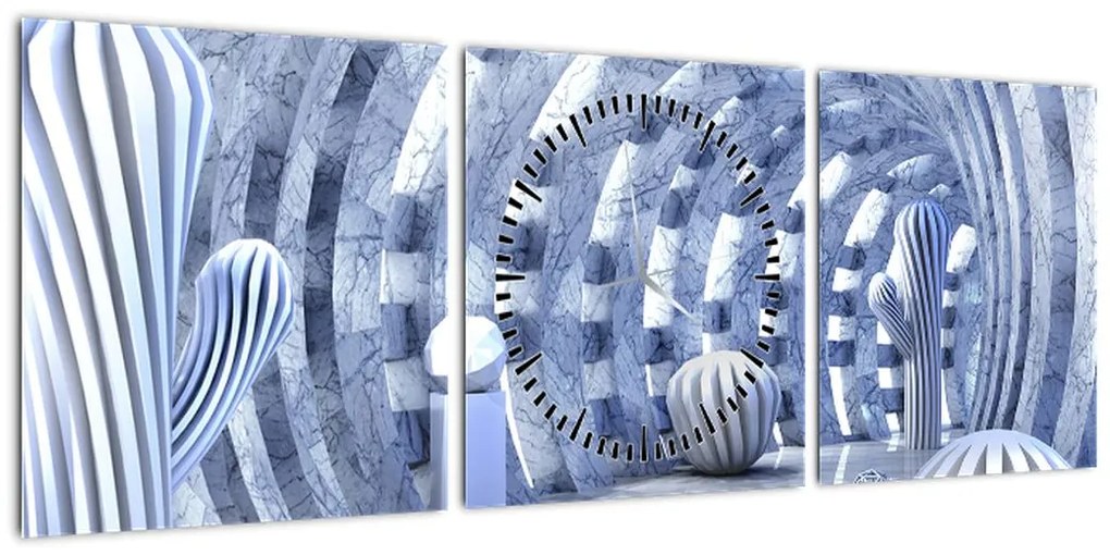 Obraz - abstrakcja 3D (z zegarem) (90x30 cm)