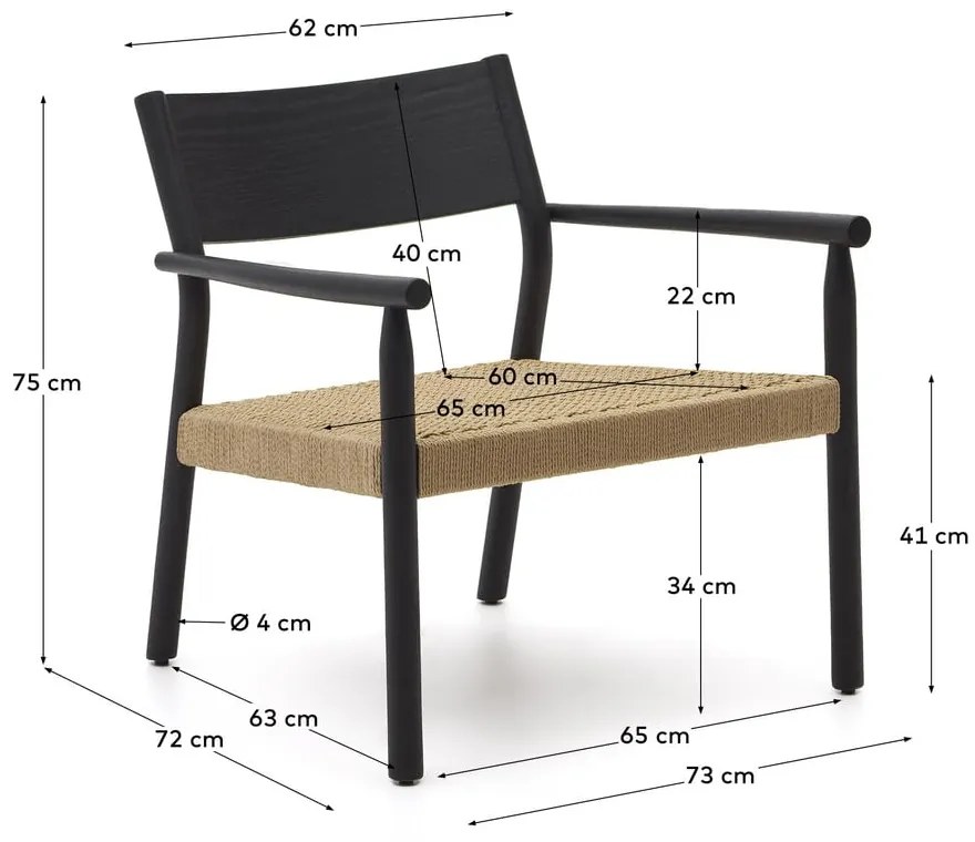 Czarny fotel z plecionką Yalia – Kave Home