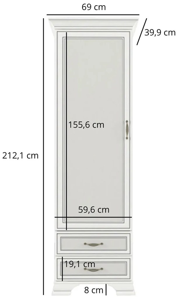 Regał zamykany z 2 szufladami fineline crema G6-H61