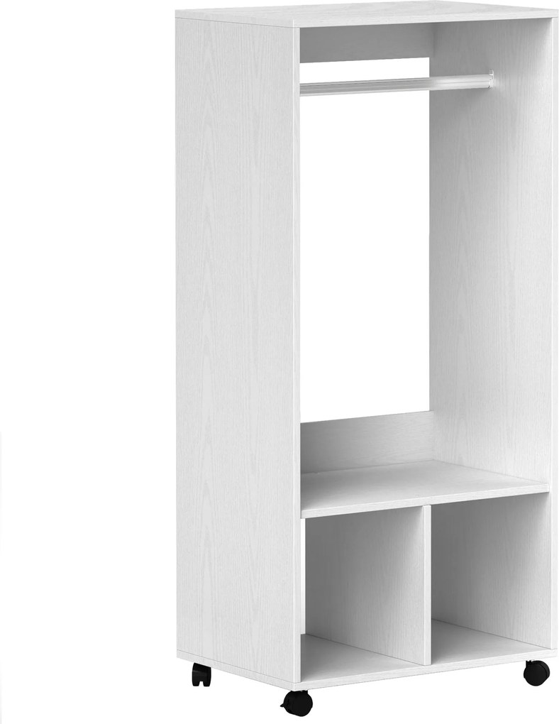 HOMCOM Szafa Garderoba, 60 cm x 40 cm x 127 cm, 1 Drążek na Ubrania, 2 Półki, Biały