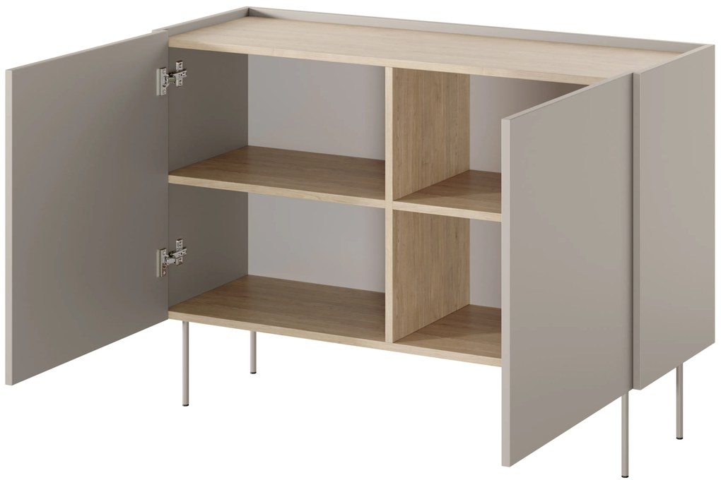 Komoda Desin 120 cm dwudrzwiowa - kaszmir / dąb nagano