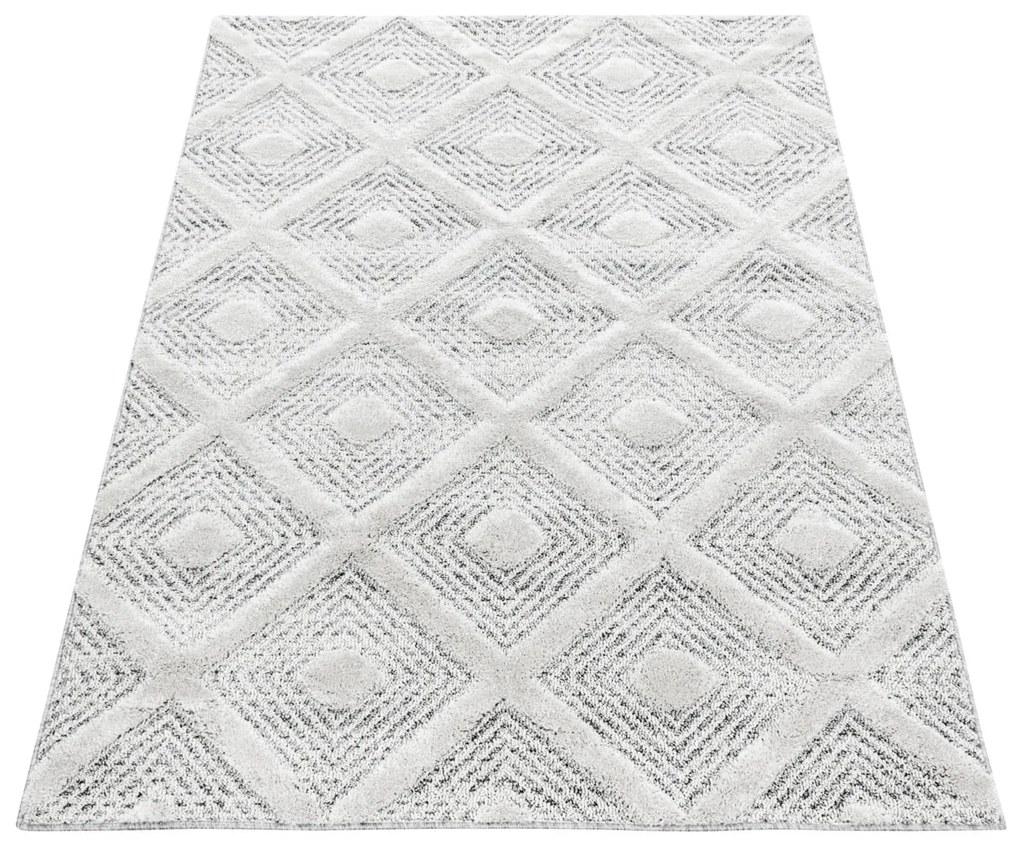 Dywan nowoczesny Pisa 3D Romby kremowo-szary 160 cm x 230 cm