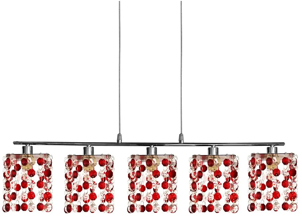 Czerwona kryształowa lampa wisząca - D214 R2-N15