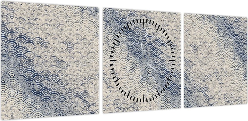 Obraz - Wzór fali (z zegarem) (90x30 cm)
