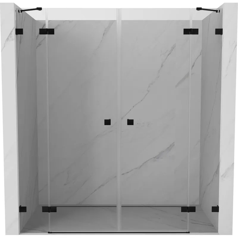 Mexen Lunar Duo drzwi prysznicowe uchylne 170 cm, transparent, czarne - 834D-170-000-70-00