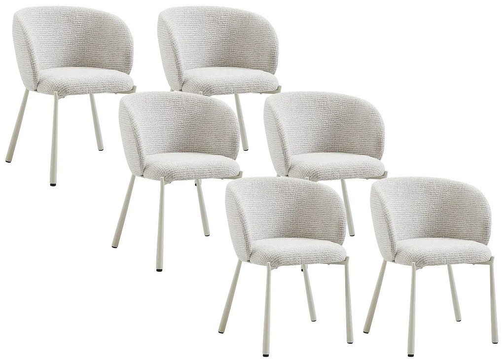 Zestaw 6 krzeseł z tkaniny tweedowej i metalu - Kremowe - SIJOLA