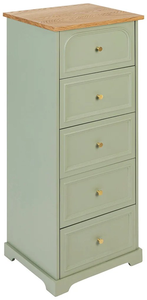 Komoda z szufladami słupek MOHEA, szałwiowa, 45 x 39 x 113 cm