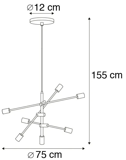 Inteligentna lampa wisząca industrialna czarna z 6 WiFi ST64 - Sydney