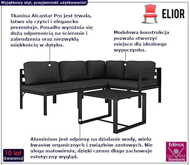 5-częściowy zestaw ogrodowy antracyt - Daso