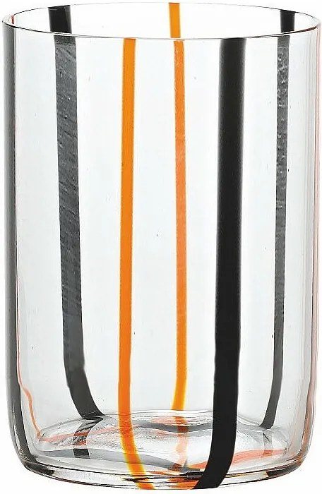 Kieliszek Zafferano Tirache z dwukolorowego czarno-pomarańczowego szkła borokrzemianowego, opakowanie 6 sztuk
