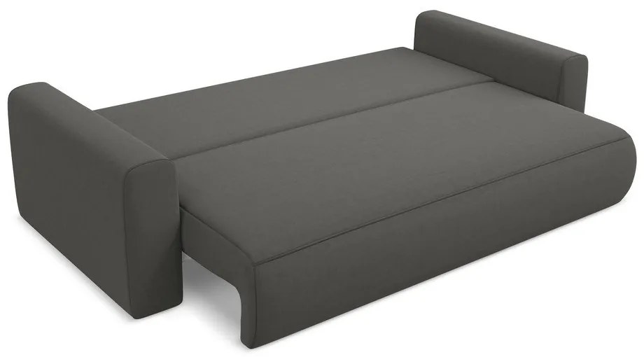 Ciemnoszara aksamitna rozkładana/ze schowkiem sofa 238 cm Kapua – Makamii