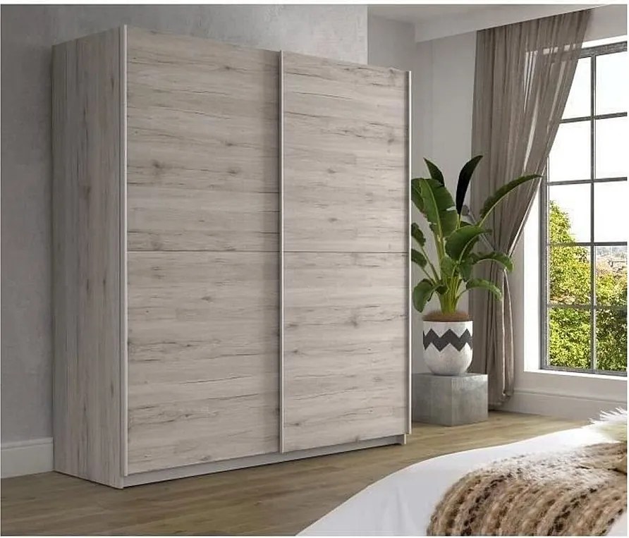 Szafa Dąb Popielaty Jasny Współczesna Sypialnia 2 Drzwi - L 170,3 cm ULOS