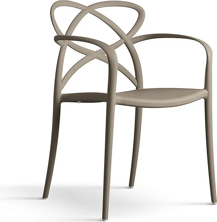 Zestaw 4 foteli z polipropylenu w kolorze ciepłej szarości - LONG ISLAND