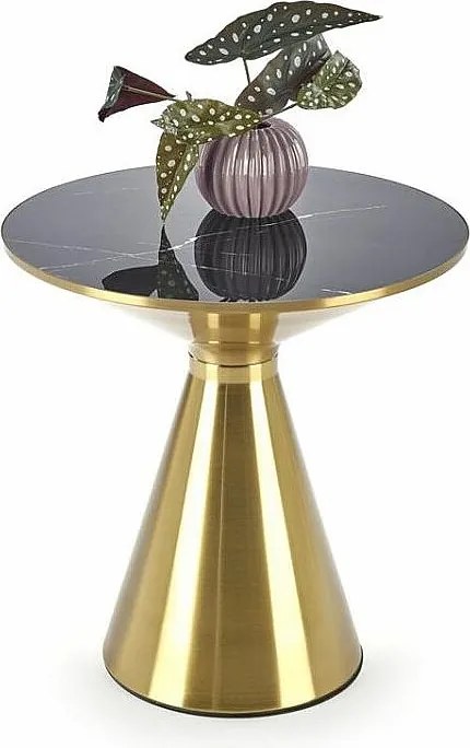 Stolik kawowy TRIBECA 50x50 czarny marmur/złoty