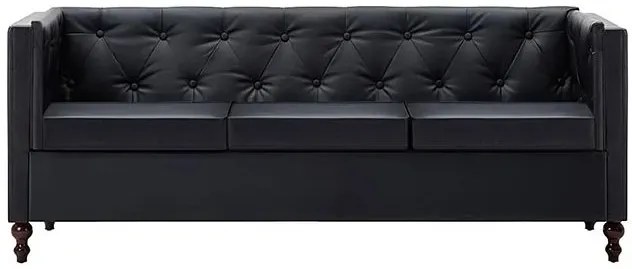 3-osobowa Sofa James 3Q w stylu Chesterfield - czarna