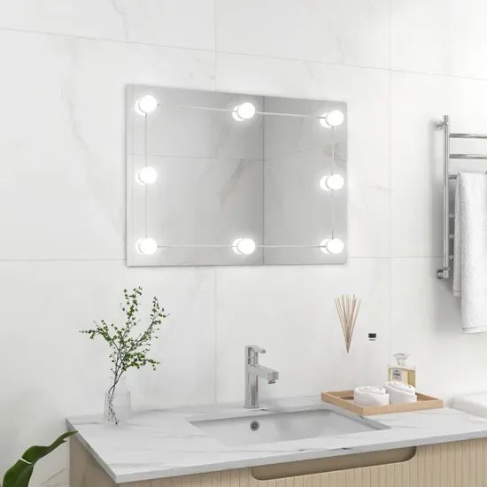 Nowoczesne wiszące lustro z oświetleniem LED 70x50 cm E2-E65