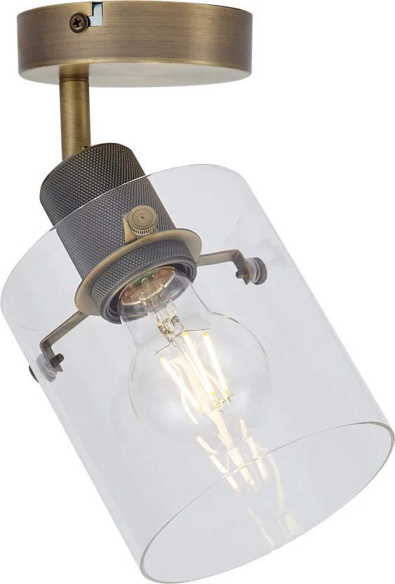 Designerski reflektor ścienny brązowy z przezroczystym szkłem - Domo