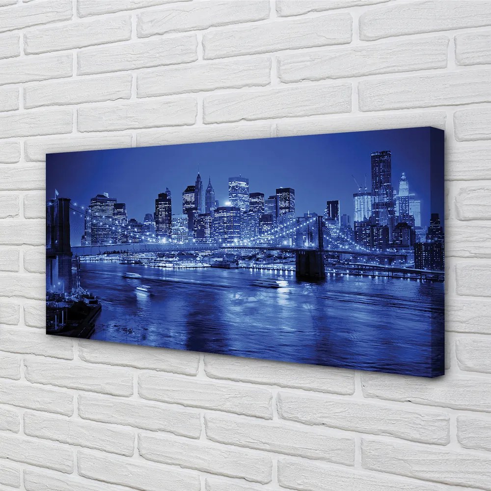 Obraz drukowany na płótnie Miejskie Pejzaże: Rzeka, Most, Wieżowce