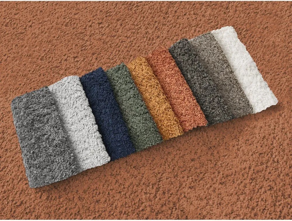 Pomarańczowy narożnik z materiału bouclé (lewostronny/z szezlongiem) Azra – Bobochic Paris