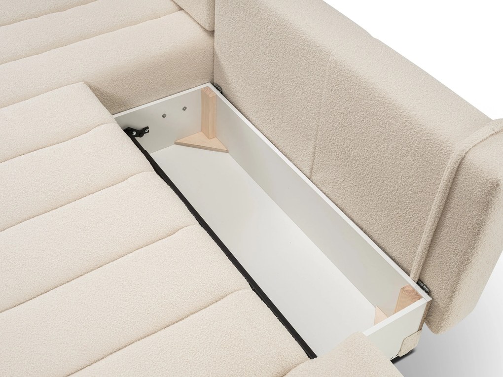 Masseno Narożnik GIOIA z funkcją spania i pojemnikiem na pościel Narozniki L, Rozkładana sofa - Kremowy, LAMBI 8