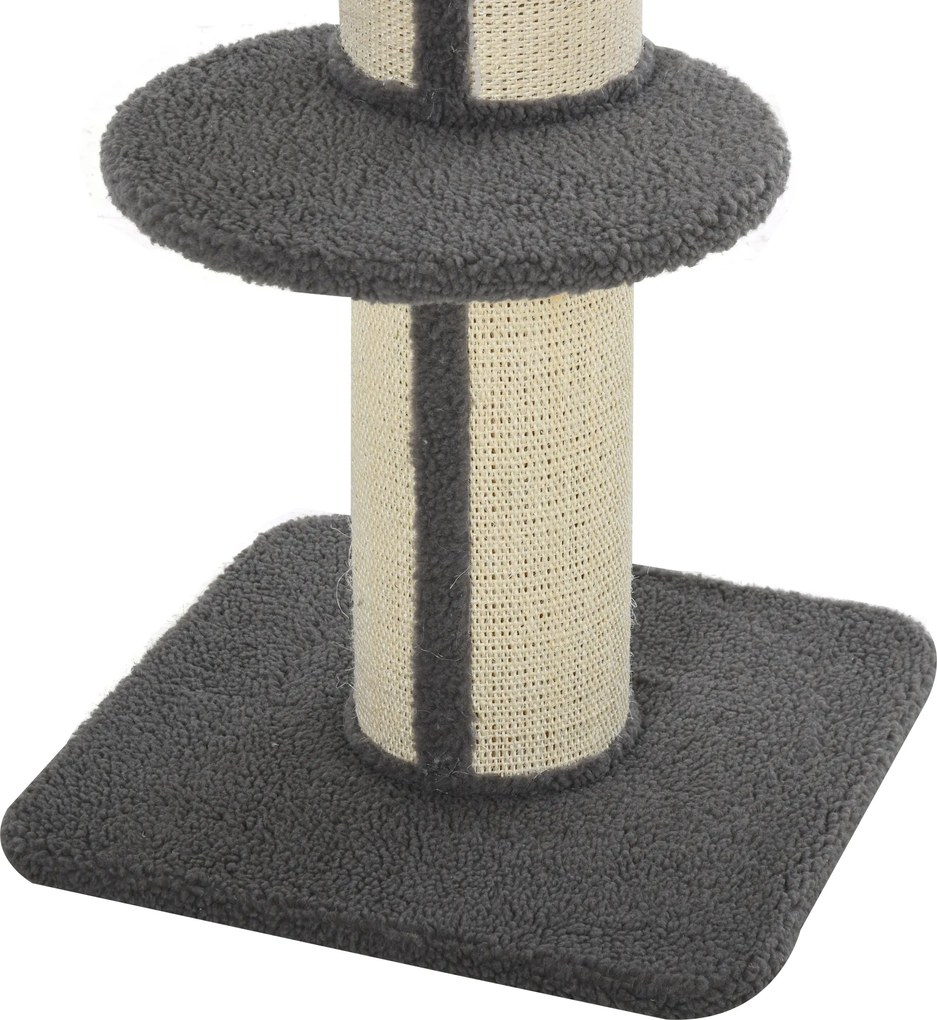 Drapak drzewko do zabawy dla kota pień sizalowy z platformą plusz szary | Aosom PL