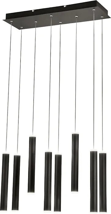 Lampa wisząca Fabas Luce Prado 8-punktowa - 52W ściemnialna LED - matowa czerń Liniowy design