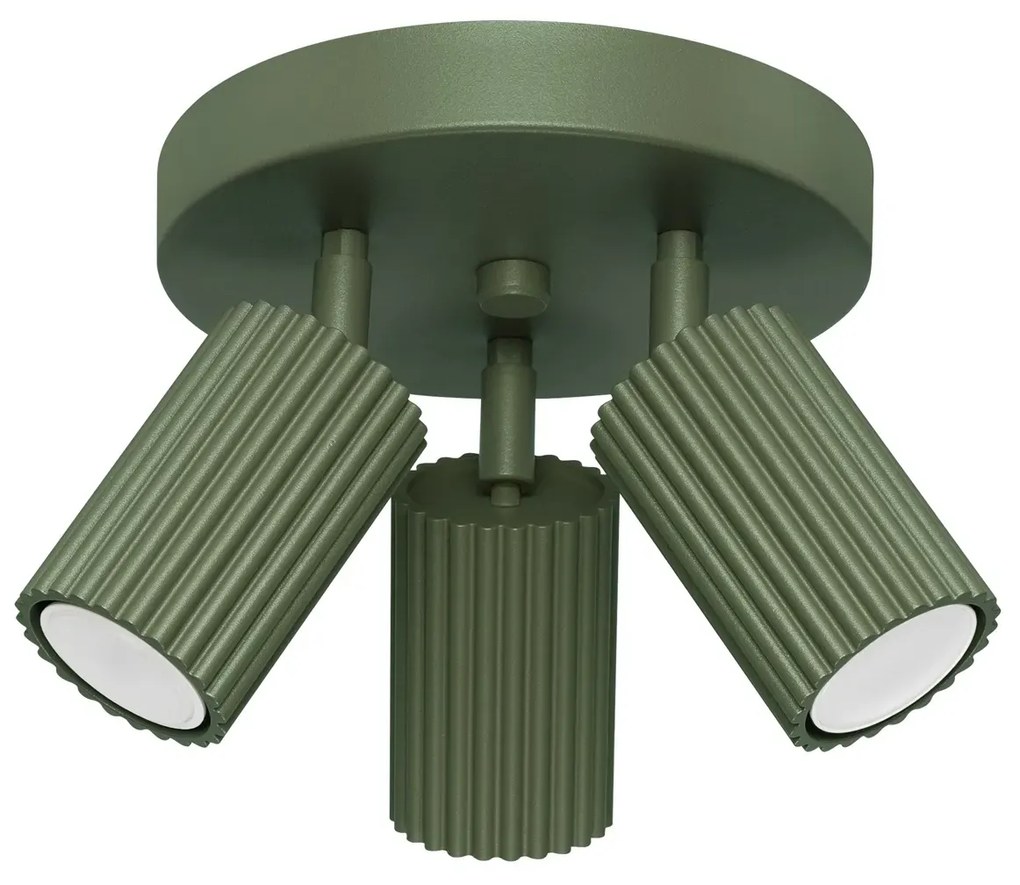 Plafon trzypunktowy KARBON 3P zielony oliwkowy okrągły SOLLUX LIGHTING