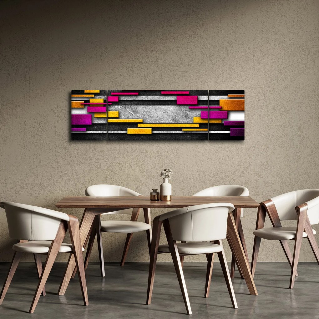 Obraz kolorowej abstrakcji na czarnym tle (170x50 cm)