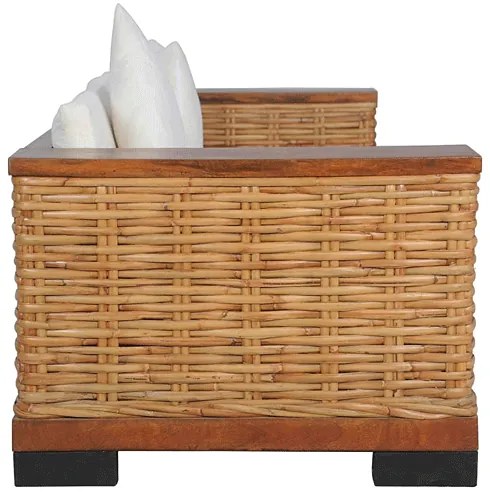 Sofa trzyosobowa - rattan + brąz D0-T97