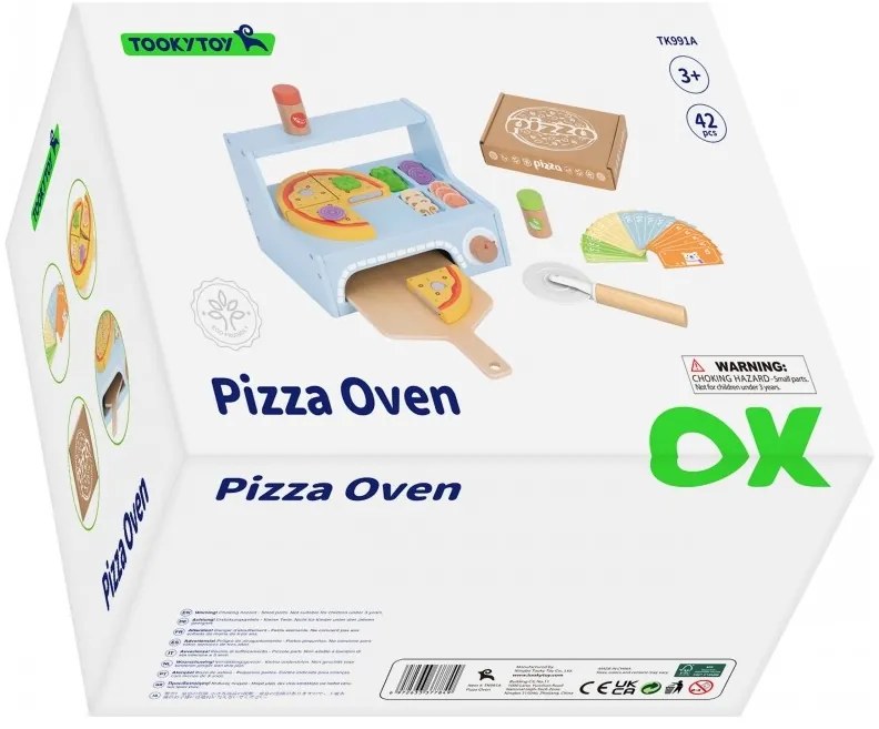 Tooky toy pizzeria drewniany piec do pizzy akcesoria